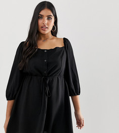 Черное короткое приталенное платье PrettyLittleThing Plus - Черный