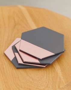 Набор из четырех шестиугольных подставок (серый/розовый) Mimo by Premier - Мульти