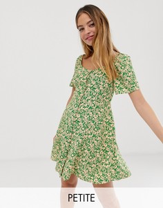 Зеленое платье на пуговицах с квадратным вырезом New Look Petite - Зеленый
