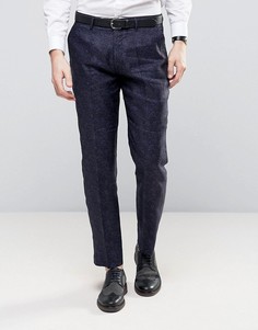 Узкие льняные брюки с цветочным принтом Gianni Feraud Wedding - Темно-синий