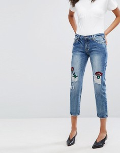 Узкие джинсы с цветочной отделкой EVIDNT - Синий