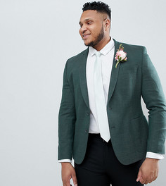 Зеленый приталенный блейзер с добавлением шерсти ASOS DESIGN Plus wedding - Зеленый