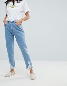 Джинсы в винтажном стиле с состаренной отделкой Mih Jeans - Синий