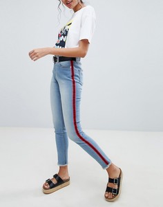 Укороченные джинсы скинни с полосками по бокам Brooklyn Supply Co - Синий