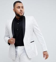 Белый атласный пиджак-смокинг с пайетками и кружевом ASOS EDITION Plus - Белый