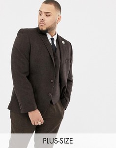 Коричневый приталенный пиджак с добавлением донегальской шерсти Gianni Feraud Plus - Коричневый