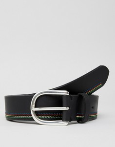 Черный кожаный ремень со строчкой PS Paul Smith - Черный