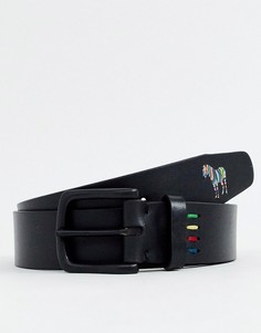 Черный кожаный ремень с логотипом-зеброй PS Paul Smith - Черный