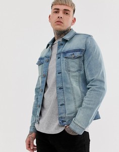 Голубая джинсовая куртка узкого кроя Blend - Синий