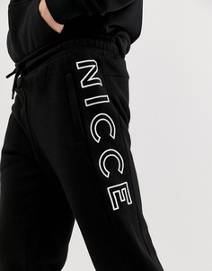 Черные джоггеры с крупным логотипом Nicce - Черный