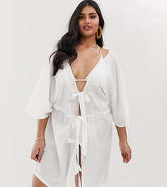 Пляжное платье с декоративными узлами Brave Soul Plus - Белый