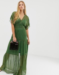 Ярусное платье макси с блестящими нитями BA&SH Wanda - Зеленый Ba&;Sh