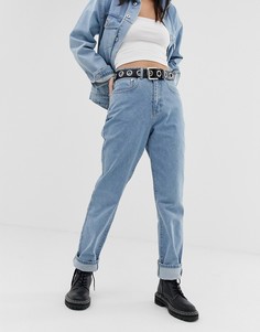 Синие выбеленные джинсы в винтажном стиле Ragged Jeans - Синий