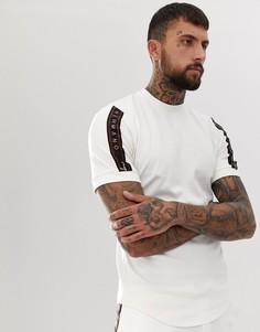 Бежевая футболка с отделкой лентой по бокам Hermano - Белый