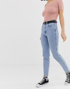 Светло-синие эластичные джинсы слим в винтажном стиле Pull&Bear - Синий