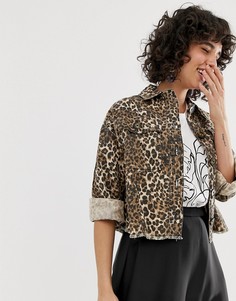 Куртка с леопардовым принтом River Island - Коричневый