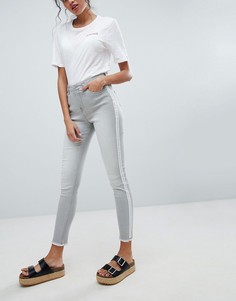 Укороченные джинсы скинни с полосками по бокам Brooklyn Supply Co - Серый