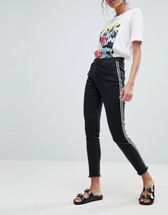 Укороченные джинсы скинни с полосками по бокам Brooklyn Supply Co - Черный