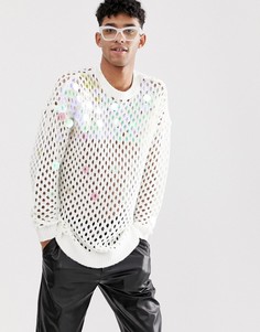 Вязаный джемпер с пайетками ASOS DESIGN - Белый