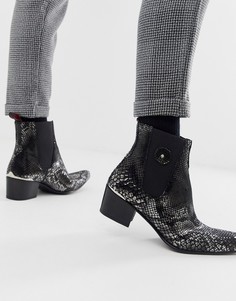 Черные ботинки с эффектом змеиной кожи цвета металлик Jeffery West Sylvian - Черный