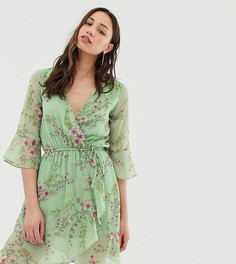 Платье с запахом и цветочным принтом Influence Tall - Зеленый
