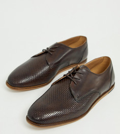 Коричневые туфли для широкой стопы с тиснением и шнуровкой H by Hudson Crayford - Коричневый