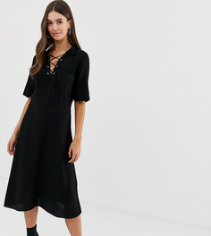 Платье-рубашка миди со шнуровкой ASOS DESIGN Tall - Черный