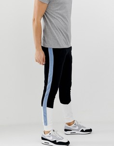Черные велюровые джоггеры скинни со вставками колор блок ASOS DESIGN - Черный