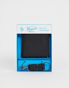 Подарочный набор с бумажником из искусственной кожи и брелоком Original Penguin - Черный