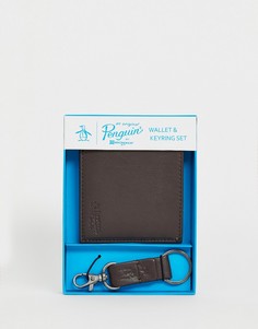 Подарочный набор с бумажником из искусственной кожи и брелоком Original Penguin - Рыжий