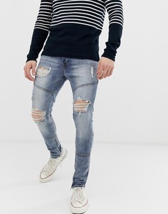 Облегающие джинсы с вышивкой Hermano - Синий