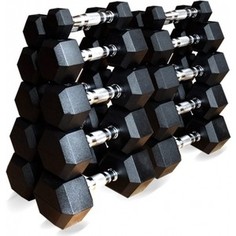 Набор гантелей Original Fit.Tools гексагональных 10 пар от 1 до 10 кг