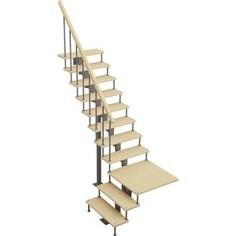 Лестница на металлокаркасе ЛЕСЕНКА Лестница Статус, поворот на 90С с площадкой, h 1980-2090, 180 шаг