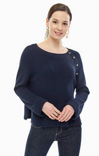 Хлопковый синий джемпер с разрезами по бокам Liu Jo