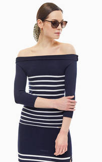 Синий облегающий джемпер в полоску Liu Jo