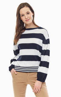 Двухцветный джемпер оверсайз в полоску Liu Jo