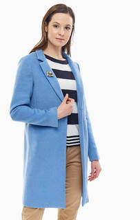 Синее пальто с декоративной брошью Liu Jo