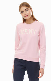 Хлопковый свитшот розового цвета с нашивками Gant