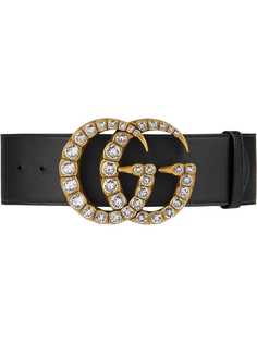 Gucci ремень с отделкой кристаллами и логотипом GG на пряжке
