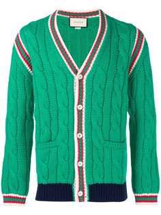 Gucci вязаный кардиган с косами и полосками