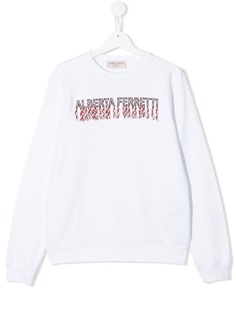 Alberta Ferretti Kids толстовка с вышитым логотипом и бахромой