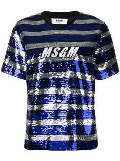 MSGM футболка в полоску с пайетками