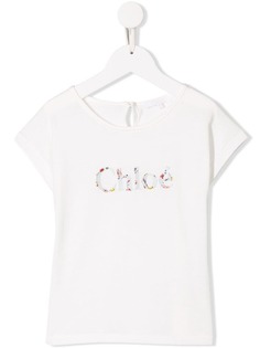 Chloé Kids футболка с нашивкой-логотипом и цветочным принтом