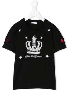 Dolce & Gabbana Kids футболка с нашивками в виде звезд и короны