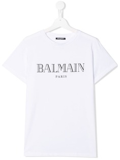 Balmain Kids футболка с принтом логотипа