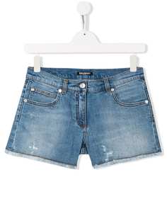 Balmain Kids джинсовые шорты с необработанным краем