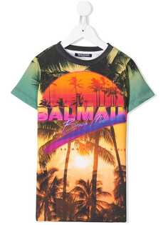 Balmain Kids футболка с принтом Beach Club