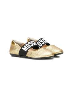 Moschino Kids туфли с блестками и логотипом