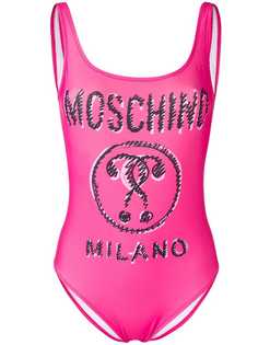 Moschino слитный купальник Scribble Double Question Mark