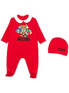 Moschino Kids пижама с логотипом и шапкой